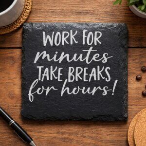 Custom Laser Engraved Slate Coasters - Set of 4 - Choose Work/Office Images